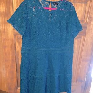 Teal Jeweled Tone Lace Dress
